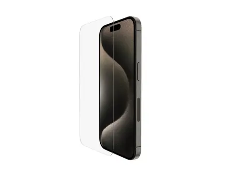 Folie de protectie, Belkin, Sticla, pentru iPhone 15 Pro, Transparent