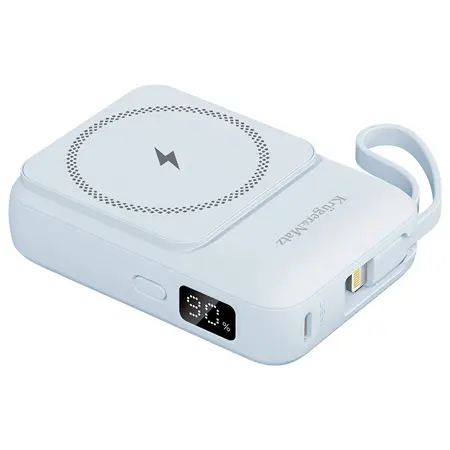 Acumulator extern Kruger&Matz KM0913-BL, 10000 mAh, Wireless, USB Type-C, USB-A