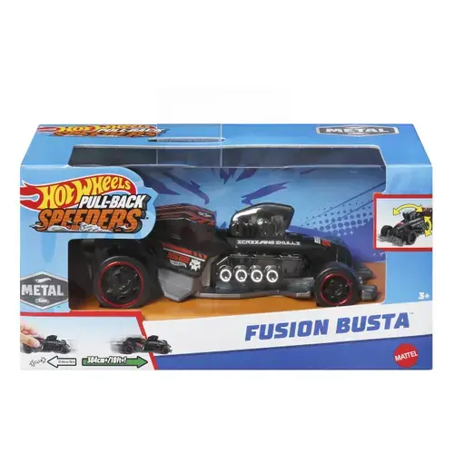 Masinuta Hot Wheels Pull-Back Speeders - Fusion Busta, scara 1:43