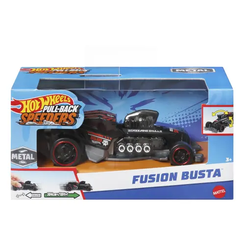 Masinuta Hot Wheels Pull-Back Speeders - Fusion Busta, scara 1:43