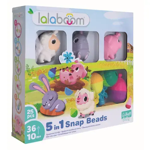 Jucarie interactiva bebelusi Trefl Baby Lalaboom - Bile interconectabile, Clic-Clac, 25 piese