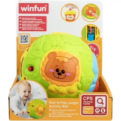 Jucarie interactiva Winfun - Mingiuta cu activitati, Animalele junglei