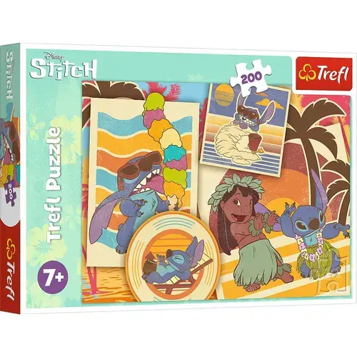 Puzzle Trefl, Disney Stitch, La Plaja cu Lilo si Stitch, 200 piese