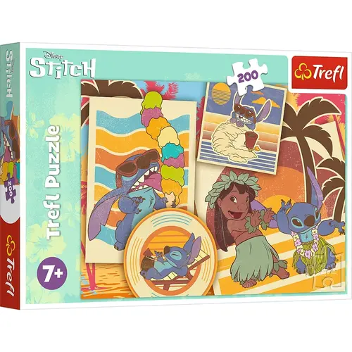Puzzle Trefl, Disney Stitch, La Plaja cu Lilo si Stitch, 200 piese