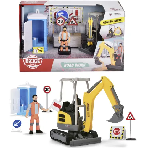 Set Excavator Wacker Neuson Dickie Toys, 15 cm, cu accesorii
