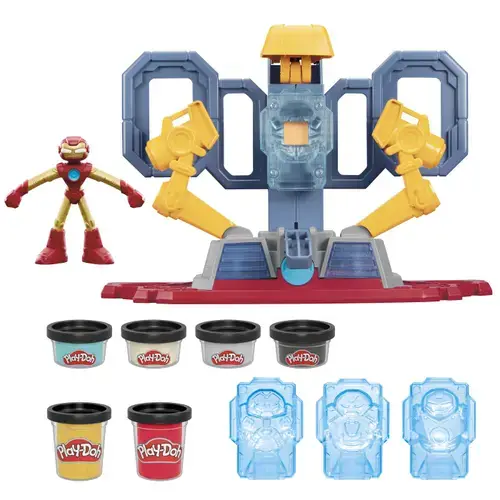 Set Play-Doh Marvel - Laboratorul de armura al lui Iron Man, cu figurina, 10 cm