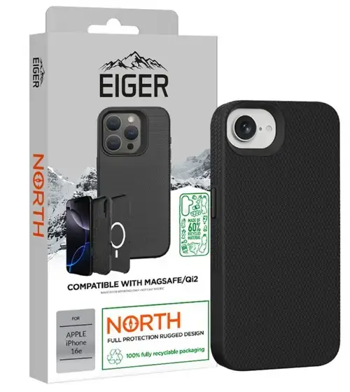 Husa Eiger North Magsafe GRS iPhone 16e, Negru