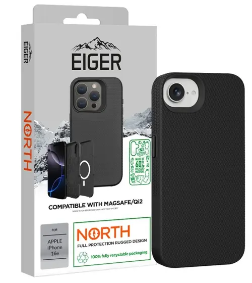 Husa Eiger North Magsafe GRS iPhone 16e, Negru
