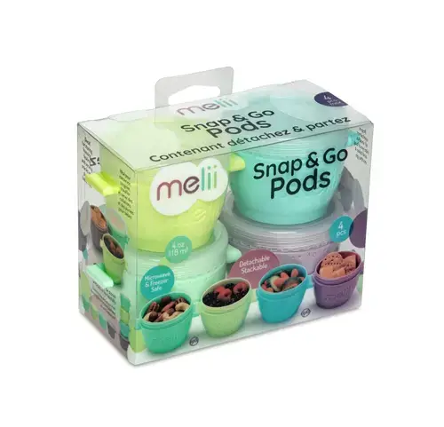 Set 4 recipiente Melii Snap&Go, 118 ml