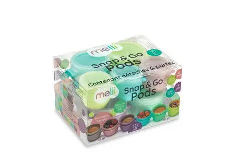 Set 10 recipiente Melii Snap&Go, 6 x 59 ml + 4 x 118 ml