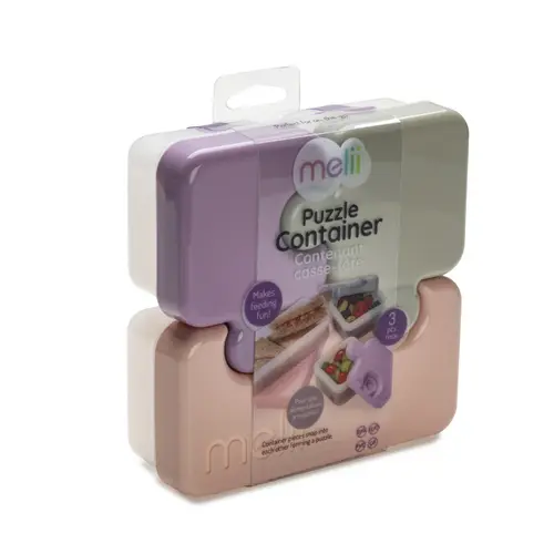 Set 3 recipiente pentru depozitarea alimentelor Мelii Puzzle, 850 ml