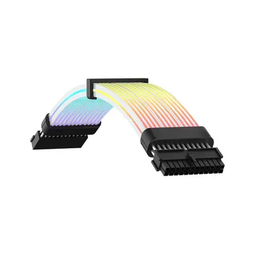 Extensie cablu alimentare placa de baza Gamemax, cu iluminare ARGB, 24pini - 24 pini, Negru