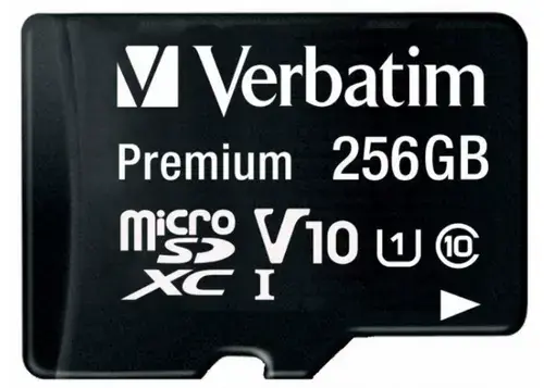 Card de memorie Verbatim Premium MicroSDXC, 256GB, UHS-I U1, Clasa 10, V10 + Adaptor SD