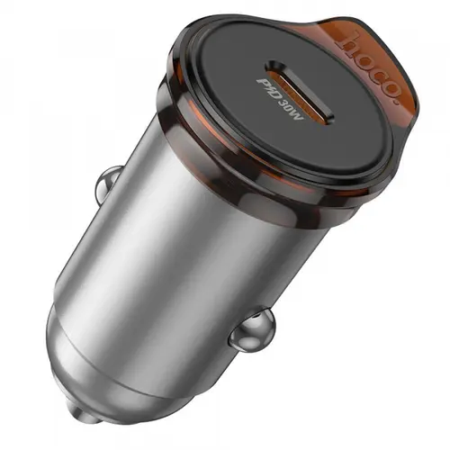 Incarcator Auto Cu Cablu Lightning HOCO NZ16B, 45W, 3A, 2 x USB-C, Gri