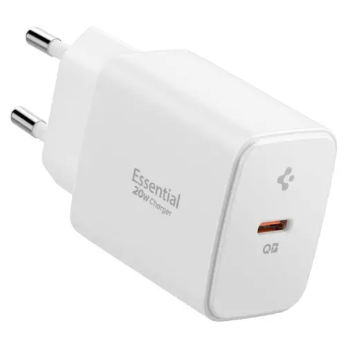 Incarcator Retea Spigen Essential ACH08701, 20W, 3A, 1 x USB-C, Alb