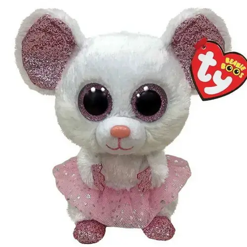 Jucarie de plus Ty - Beanie Boos, Nina, soricelul balerina, 24 cm