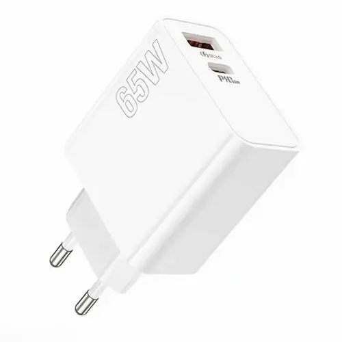 Incarcator retea Lamtech QC3.0 PD 65W, 1xUSB, 1xUSB Type-C, Alb