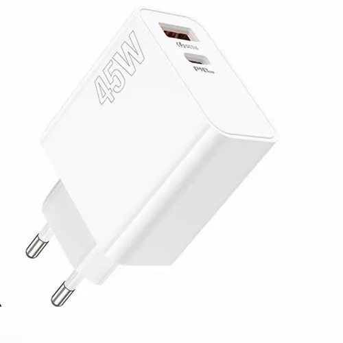 Incarcator retea Lamtech QC3.0 PD 45W, 1xUSB, 1xUSB Type-C, Alb