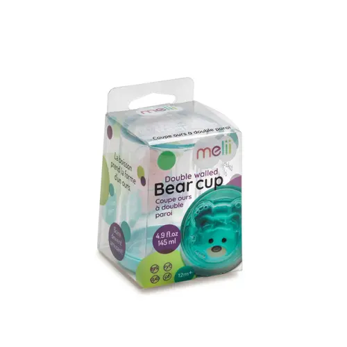 Pahar pentru copii cu design interior Melii Ursulet, 145 ml, Albastru