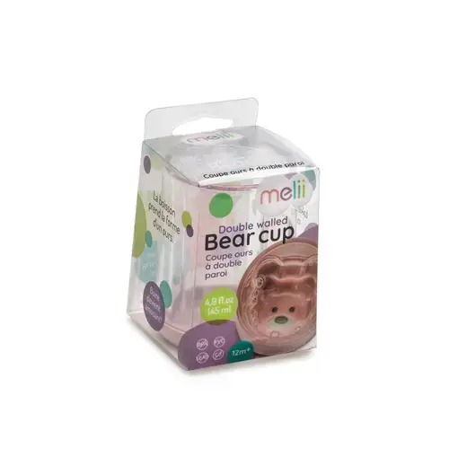 Pahar pentru copii cu design interior, Melii Ursulet, 145 ml, Roz