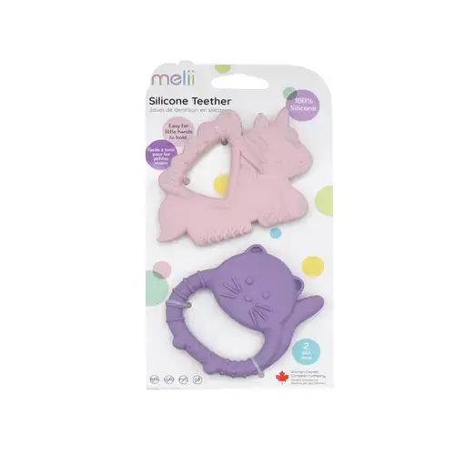 Set 2 jucarii pentru dentitie Melii  Unicorn si pisoi