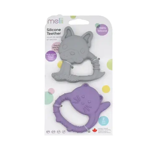 Set 2 jucarii pentru dentitie Melii  Bulldog si un pisoi