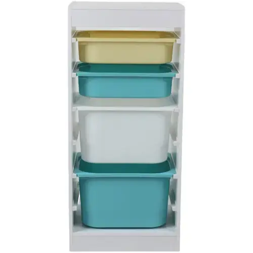 Raft depozitare jucarii pentru copii U-Grow, cu 4 cosuri colorate