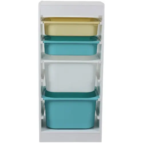 Raft depozitare jucarii pentru copii U-Grow, cu 4 cosuri colorate