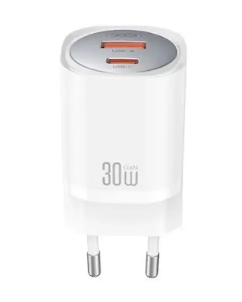 Incarcator Retea XO Design CE21, 30W, 3A, 1 x USB-A - 1 x USB-C, Alb
