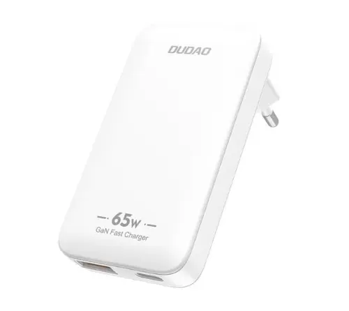 Incarcator Retea Dudao A65Q Travel, 65W, 3.25A, 1 x USB-A - 1 x USB-C, Alb