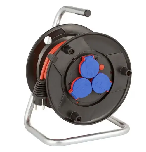 Prelungitor cu tambur pentru exterior Brennenstuhl Garant, 3 prize, IP44, protectie la supraincalzire, cablu H05VV-F3G1.5, 20m