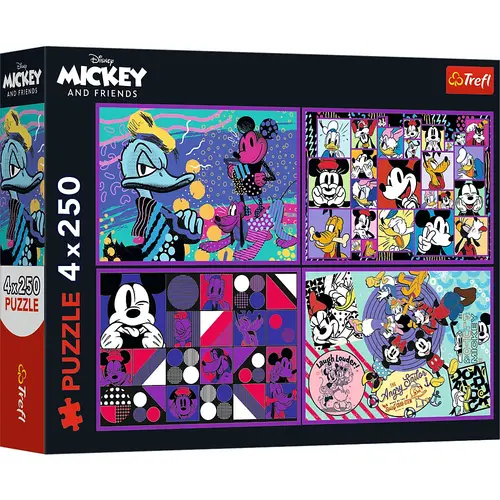Puzzle Trefl din 4 x 250 piese - Seria aventurilor lui Mickey Mouse