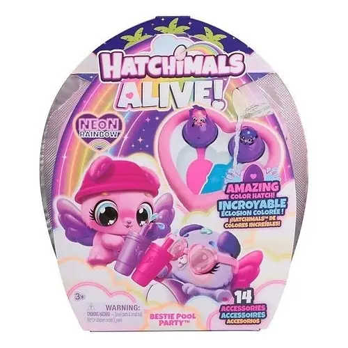 Set figurine Hatchimals Alive Curcubeu, Spin Master, Bestie Pool Party