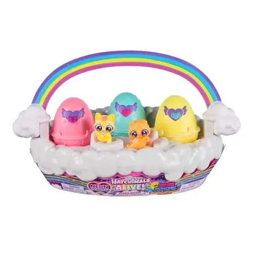 Set figurine in cosulet, Hatchimals, Alive Neon Rainbow Basket