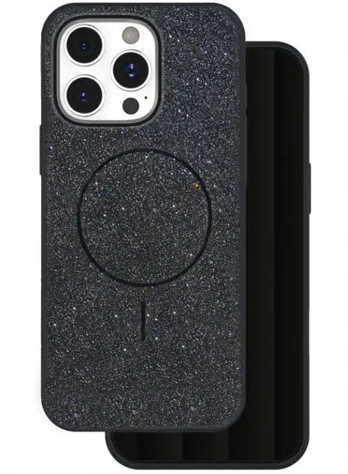 Husa MagSafe pentru Apple iPhone 15 Pro, OEM, Glitter Thin Mag, Neagra