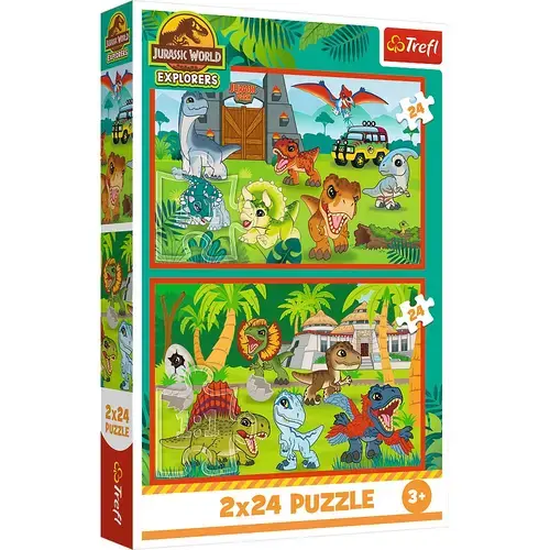 Puzzle pentru copii Trefl din 2 x 24 piese - Micii dinozauri din Jurassic Park