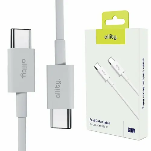 Cablu de date si incarcare Allity AUC-03, USB-C to USB-C, 60W, 2m, Alb