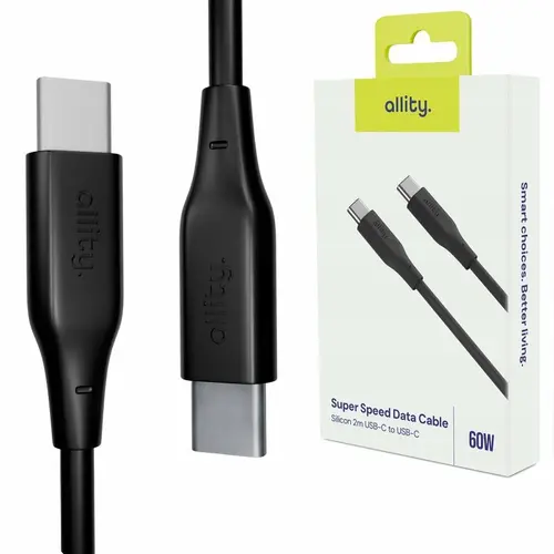 Cablu de date si incarcare Allity AUC-02, USB-C to USB-C, 60W, 2m, Negru
