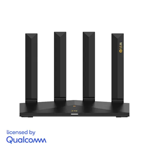 Router Wireless ZTE T3000, AX3000, Dual-Band, Wi-Fi 6, zLink Boost, Easy Mesh, Dual - Core Qualcomm, 4GB RAM, 2GB Flash, NFC, ZTELink App, Negru