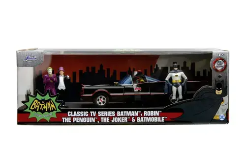 Set Masina metalica Batmobile, Robin,The Penguin, The Joker