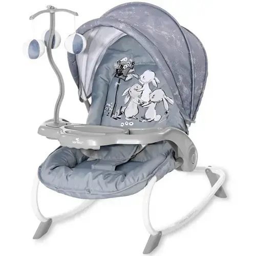 Fotoliu balansoar Lorelli Dream Time, Silver Blue Rabbits, colectie 2021