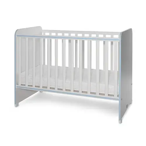 Patut Lorelli Sweet Dream White Baby Blue, 2 nivele de inaltime, muchii rotunjite, grilaj detasabil, 60x120 cm