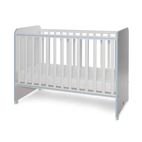 Patut Lorelli Sweet Dream White Baby Blue, 2 nivele de inaltime, muchii rotunjite, grilaj detasabil, 60x120 cm