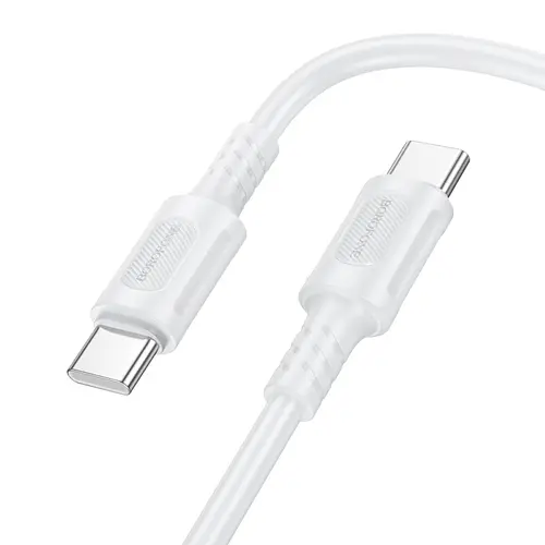 Cablu Date si Incarcare USB-C - USB-C Borofone BX111 Feliz, 60W, 1m, Alb