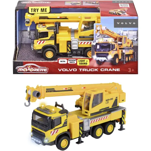 Camion cu macara Majorette - Volvo Truck Crane, 22 cm, cu lumini si sunete