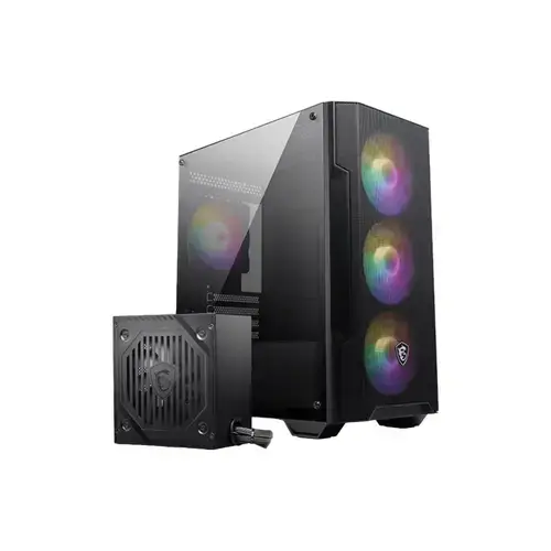 Carcasa MSI MAG FORGE M100A D60, Micro ATX Tower, RGB, Sursa 600W, 80+, Negru