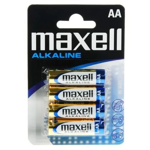 Baterii alcaline AA, R6, Maxell Alkaline, 1,5 V, blister 4 baterii
