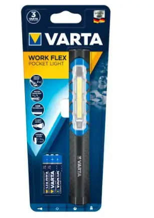 Lanterna LED Varta Work Flex Pochet Light, 110 lm, 2 moduri iluminare, clip de prindere cu magnet, IPX4
