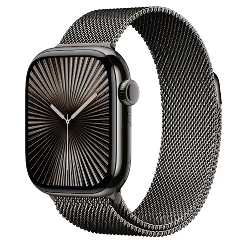 Smartwatch Apple Watch 10 GPS Cellular, Carcasa Slate Titanium  42mm, ecran LTPO OLED, 64GB, curea inox Slate Milanese Loop