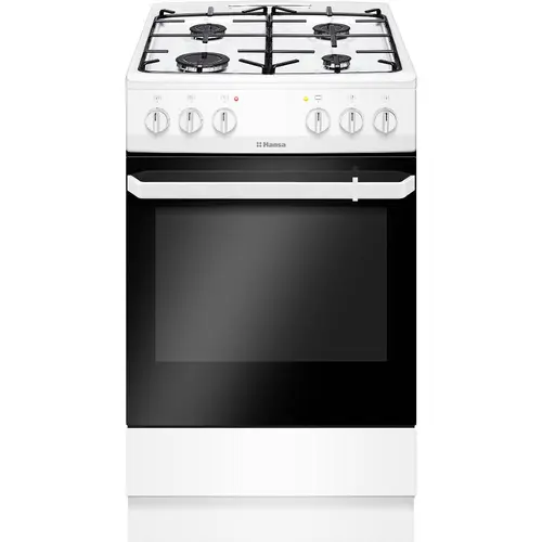 Aragaz Hansa FCMW56069, 4 arzatoare pe gaz, plita email, cuptor electric, capacitate 67L, 6 moduri de preparare, CoolDoor3, decongelare, autoaprindere integrata în buton, Steam Cleaning, curatare usoara a usii, spatiu depozitare, raft deshidratare, 1 tav